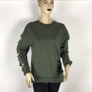 Alo Yoga Faded Ripped Crewneck Sweatshirt size?